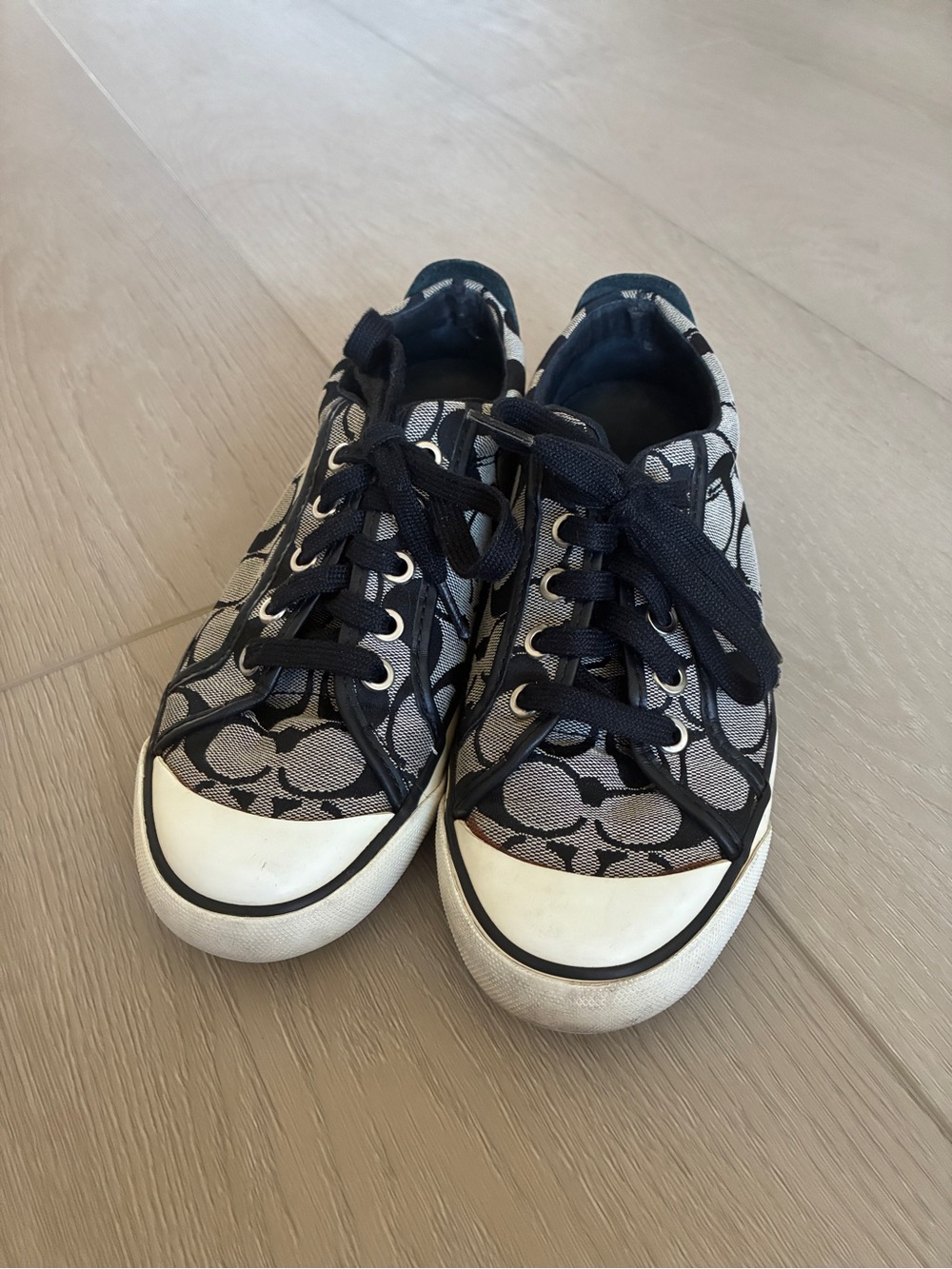 Coach Black and Gray Signature Logo Canvas Sneakers